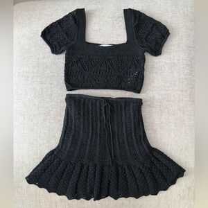 COACHELLA OUTFIT!!! ZARA Black Crochet-knit Top & Skirt Set size S - NWOT